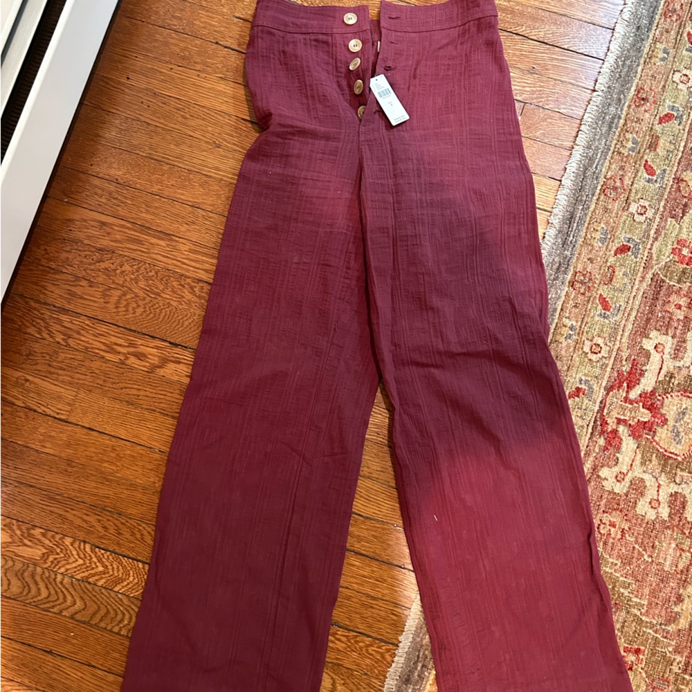 Anthropologie NEW cranberry gauze pants